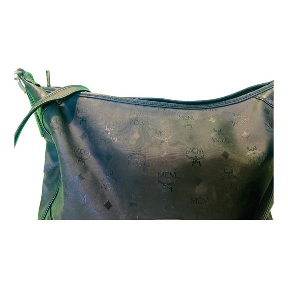 Vintage MCM Womens Goldware Logo Black Leather Shoulder Hobo Purse Bag - Picture 7 of 13